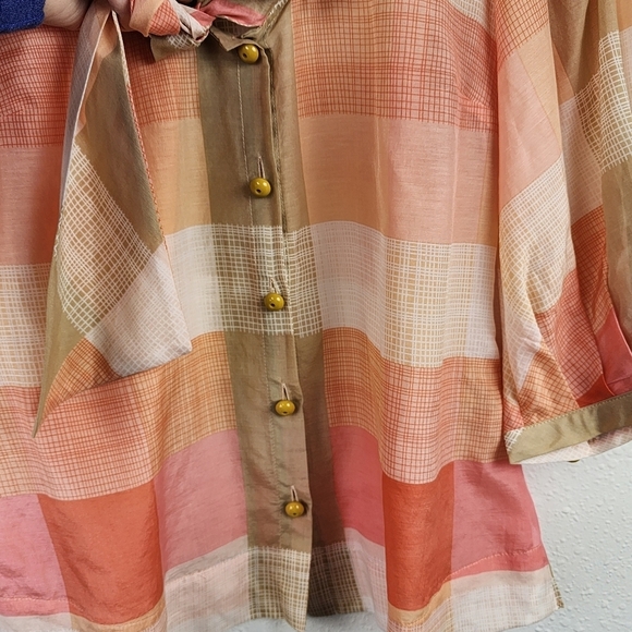 Maeve Anthropologie Boho Plaid Button-Down Blouse Top with Tie Front Neck Size 2 - Picture 3 of 10